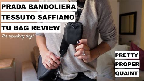 bandoliera tessuto saffiano crossbody prada|Prada bandoliera tejido saffiano review.